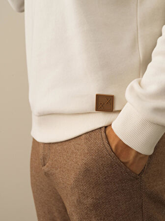 Xint Ekru Pamuk Dokulu Regular Fit Sweatshirt