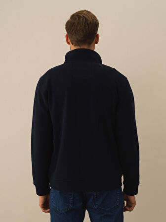 Xint Lacivert Pamuk Dokulu Regular Fit Sweatshirt