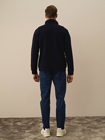 Xint Lacivert Pamuk Dokulu Regular Fit Sweatshirt