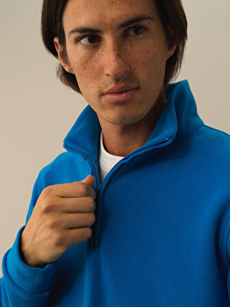 Xint Mavi Pamuk Dokulu Regular Fit Sweatshirt