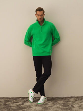 Xint Yeşil Pamuk Dokulu Regular Fit Sweatshirt