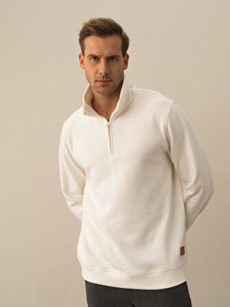 Xint Ekru Pamuk Dokulu Regular Fit Sweatshirt