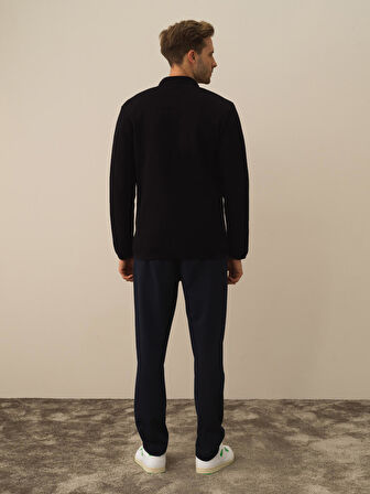 Xint Lacivert Pamuk Dokulu Regular Fit Triko Ceket