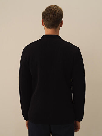 Xint Lacivert Pamuk Dokulu Regular Fit Triko Ceket