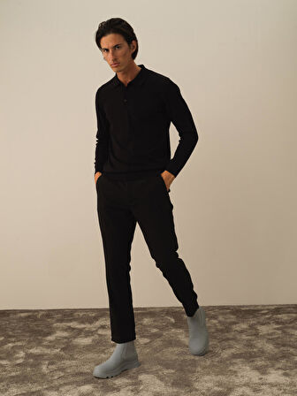 Xint Siyah Pamuk Dokulu Regular Fit Kazak