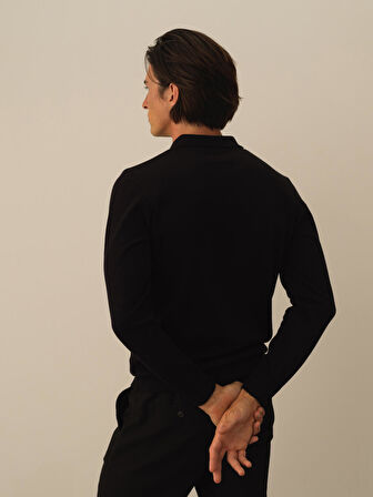 Xint Siyah Pamuk Dokulu Regular Fit Kazak