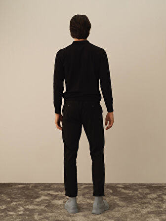 Xint Siyah Pamuk Dokulu Regular Fit Kazak