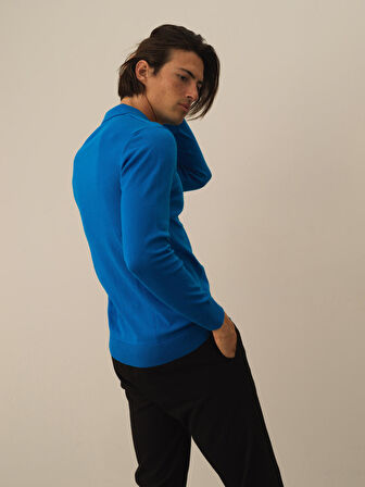 Xint Mavi Pamuk Dokulu Regular Fit Kazak