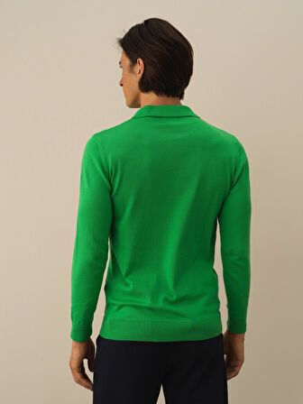 Xint Yeşil Pamuk Dokulu Regular Fit Kazak