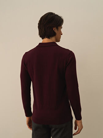 Xint Bordo Pamuk Dokulu Regular Fit Kazak