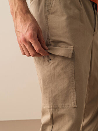 Taş Rengi Slim Fit Pamuklu Pantolon