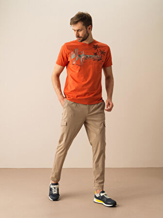 Taş Rengi Slim Fit Pamuklu Pantolon