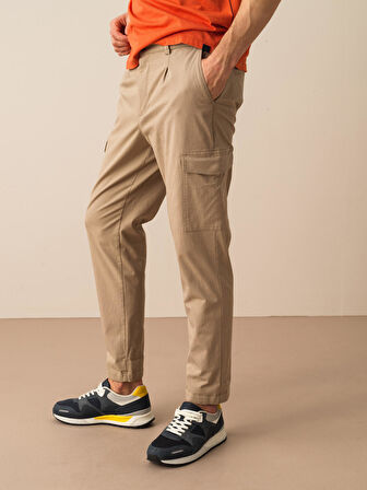Taş Rengi Slim Fit Pamuklu Pantolon