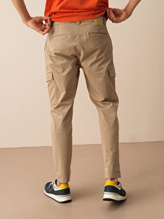 Taş Rengi Slim Fit Pamuklu Pantolon
