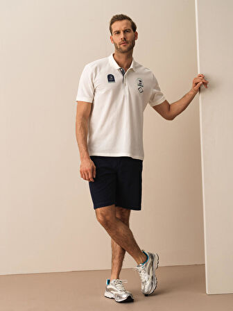 Lacivert Regular Fit Keten Şort