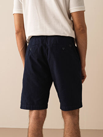 Lacivert Regular Fit Keten Şort