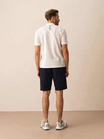 Lacivert Regular Fit Keten Şort