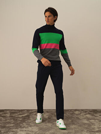 Xint Lacivert Pamuk Dokulu Regular Fit Kazak