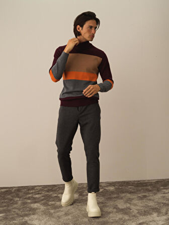 Xint Bordo Pamuk Dokulu Regular Fit Kazak