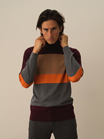 Xint Bordo Pamuk Dokulu Regular Fit Kazak