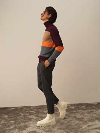 Xint Bordo Pamuk Dokulu Regular Fit Kazak