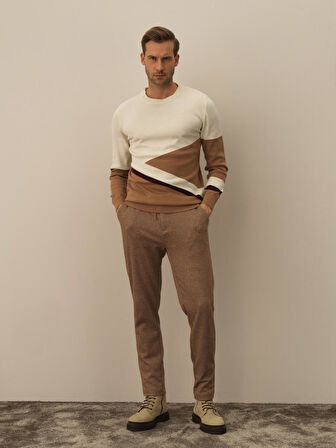 Xint Ekru Pamuk Dokulu Regular Fit Kazak