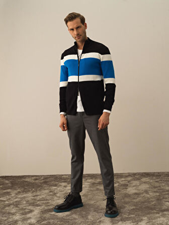 Xint Siyah Pamuk Dokulu Regular Fit Hırka