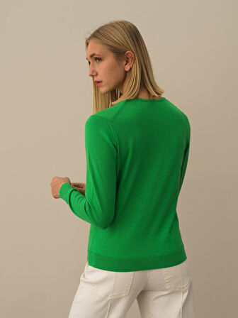 Xint Yeşil Regular Fit Basic Kazak