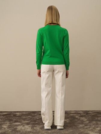 Xint Yeşil Regular Fit Basic Kazak