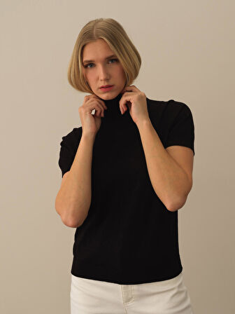 Xint Siyah Pamuk Dokulu Regular Fit Kazak