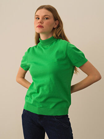 Xint Yeşil Pamuk Dokulu Regular Fit Kazak