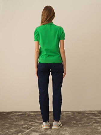 Xint Yeşil Pamuk Dokulu Regular Fit Kazak