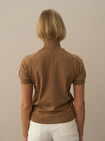 Xint Camel Dokulu Pamuk Dokulu Regular Fit Kazak