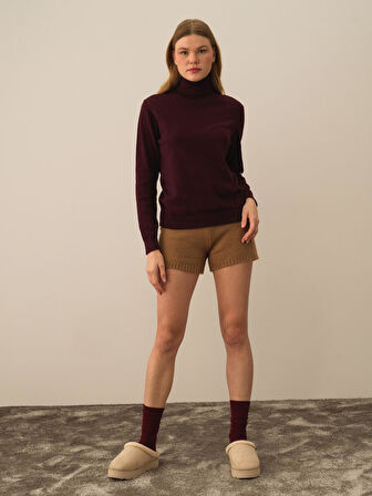 Xint Bordo Pamuk Dokulu Regular Fit Kazak