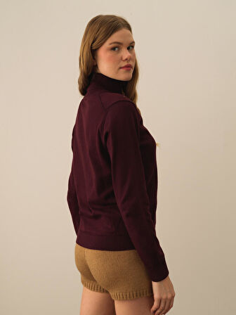 Xint Bordo Pamuk Dokulu Regular Fit Kazak