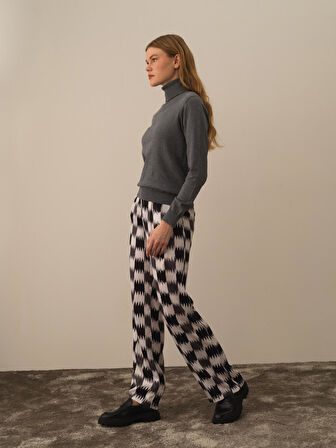 Xint Koyu Gri Dokulu Pamuk Dokulu Regular Fit Kazak