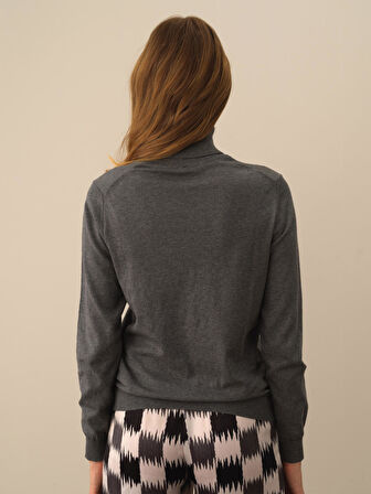 Xint Koyu Gri Dokulu Pamuk Dokulu Regular Fit Kazak