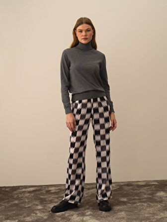 Xint Koyu Gri Dokulu Pamuk Dokulu Regular Fit Kazak