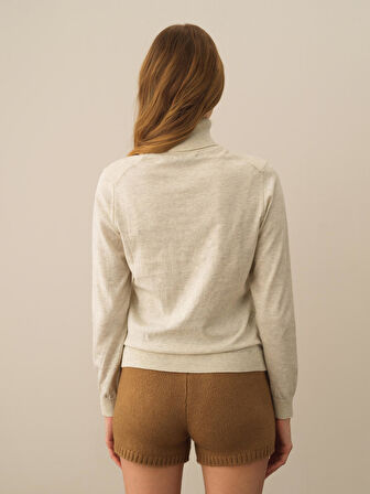 Xint Ekru Dokulu Pamuk Dokulu Regular Fit Kazak