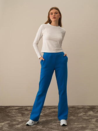 Xint Mavi Pamuk Dokulu Regular Fit Sweat Pantolon