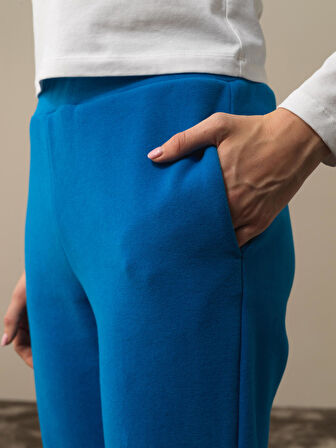 Xint Mavi Pamuk Dokulu Regular Fit Sweat Pantolon