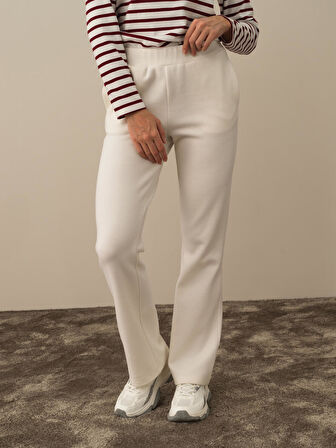 Xint Ekru Pamuk Dokulu Regular Fit Sweat Pantolon