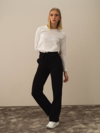 Xint Siyah Pamuk Dokulu Oversize Sweat Pantolon