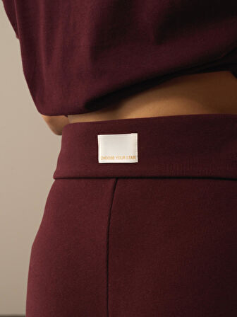 Xint Bordo Pamuk Dokulu Oversize Sweat Pantolon