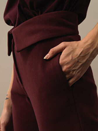 Xint Bordo Pamuk Dokulu Oversize Sweat Pantolon