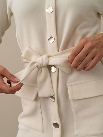 Xint Ekru Pamuk Dokulu Regular Fit Elbise