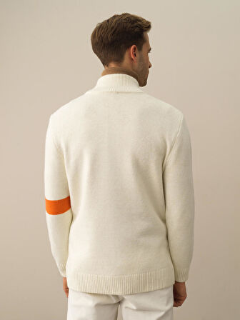 Xint Ekru Doğal Yün Dokulu Regular Fit Hırka