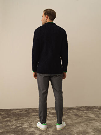 Xint Lacivert Lüks Pamuk Dokulu Regular Fit Hırka