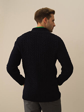 Xint Lacivert Lüks Pamuk Dokulu Regular Fit Hırka