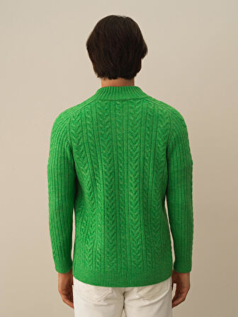 Xint Yeşil Lüks Pamuk Dokulu Regular Fit Hırka